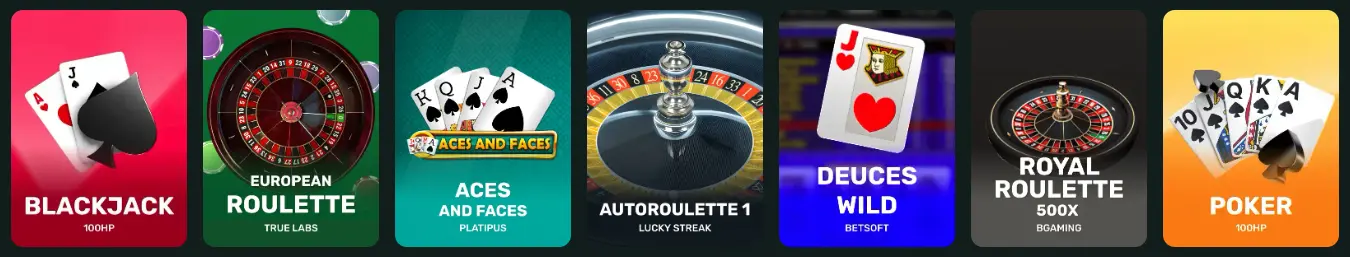 Classic Table and Card Games at betnjet online casino